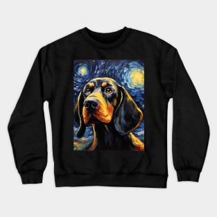 Black and Tan Coonhound Portrait Painting Crewneck Sweatshirt